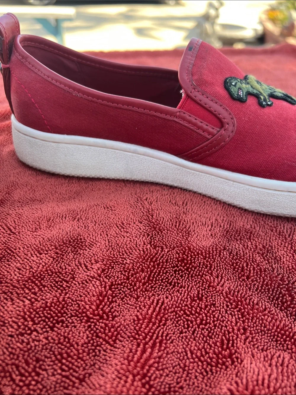 Coach Rexy Limited Edition Red Canvas Slip On Shoes Size 8.5 Men’s